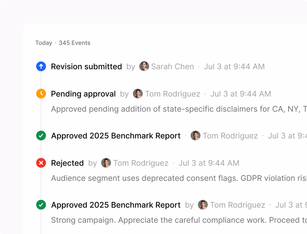 A dashboard showing a timeline of code changes with options to view version history and roll back to previous versions.